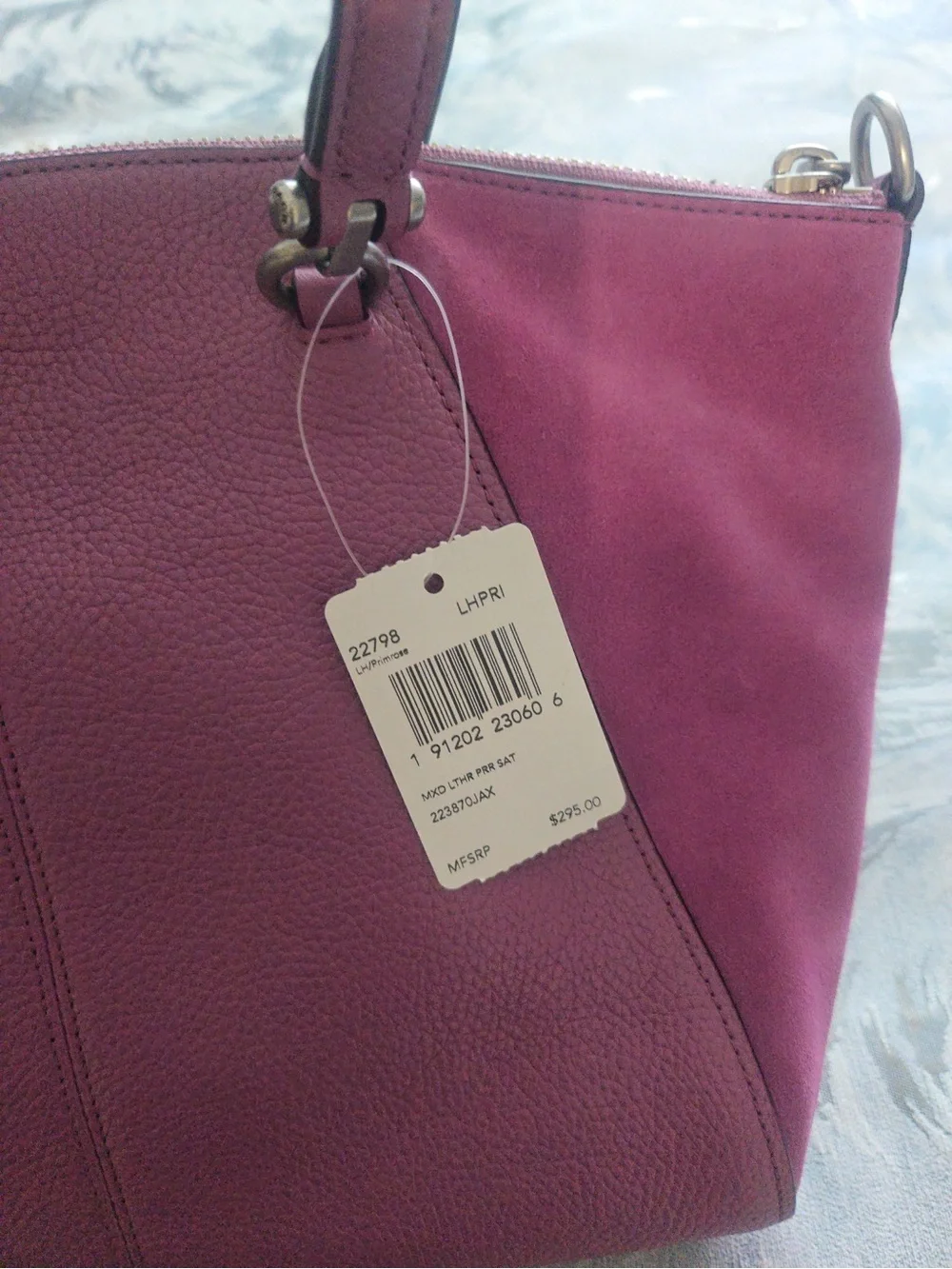 Coach Fuchsia Pink Pebbled Leather Satchel with Removable Strap